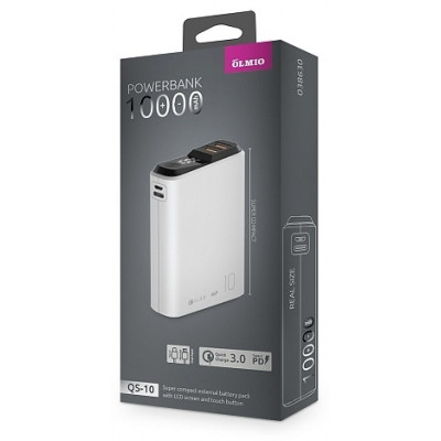 Зарядное устройство Power bank Olmio QS-10, 10000mAh, белый