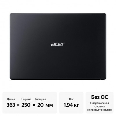 Ноутбук Acer/Aspire 3 A315-34-C1JW/Celeron/N4000/1,1 GHz/4 Gb/HDD/1000 Gb/No ODD/Graphics/UHD 600/256 Mb/15,6 ''/1920x1080/Без операционной системы/че