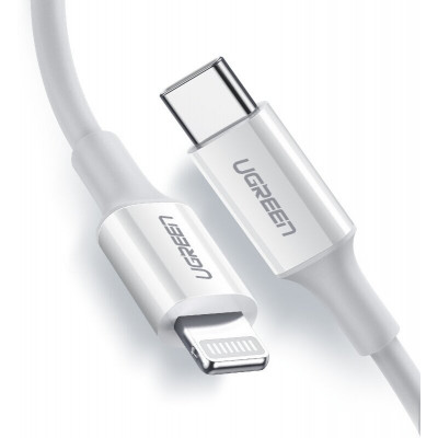 Кабель Ugreen US171 Lightning To Type-C 2.0 Male Cable White 1.5M, 60748