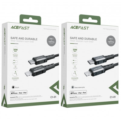 Кабель ACEFAST USB-C-Lightning, C1-01, алюминий, черный