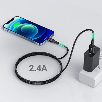 Кабель ACEFAST USB-A-Lightning, C1-02, алюминий, черный