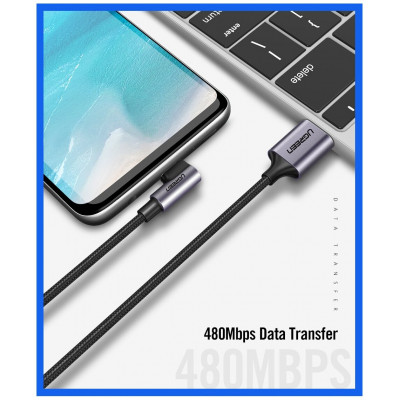 Кабель UGREEN US284 Angled USB AM to USB Type C Cable Angled 1m