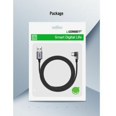 Кабель UGREEN US284 Angled USB AM to USB Type C Cable Angled 1m