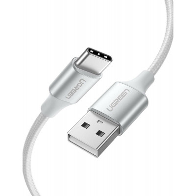 Кабель UGREEN US288 USB-A 2.0 to USB-C Cable Nickel Plating Aluminum Braid 1.5m (White)