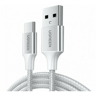 Кабель UGREEN US288 USB-A 2.0 to USB-C Cable Nickel Plating Aluminum Braid 1.5m (White)