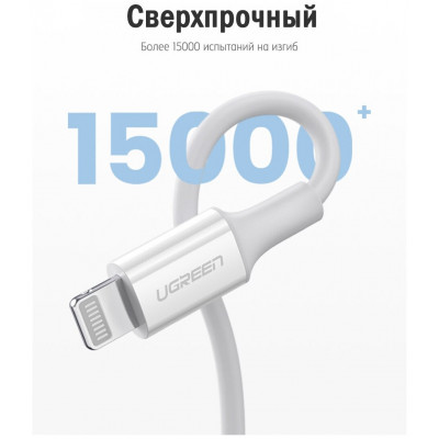 Кабель Ugreen US171 Lightning To Type-C 2.0 Male Cable White 2M, 60749