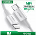 Кабель Ugreen US171 Lightning To Type-C 2.0 Male Cable White 1M, 10493