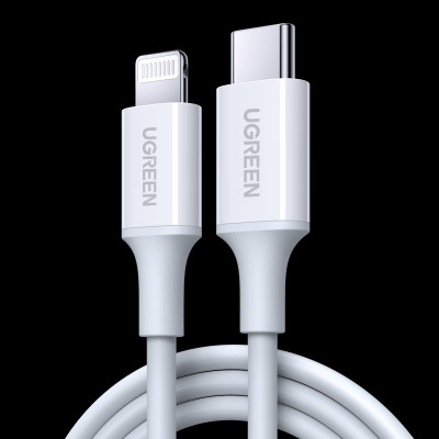 Кабель Ugreen US171 Lightning To Type-C 2.0 Male Cable White 1M, 10493