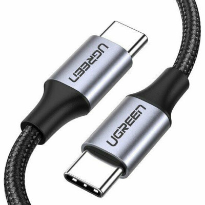 Кабель UGREEN US261 USB 2.0 C M/M Round Cable Nickel Plating Aluminum Shell 1m (Gray Black)