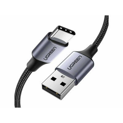 Кабель UGREEN US288 USB-A 2.0 to USB-C Cable Nickel Plating Aluminum Braid 2m (Black)