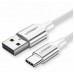 Кабель UGREEN US288 USB-A 2.0 to USB-C Cable Nickel Plating Aluminum Braid 2m (White)