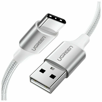 Кабель UGREEN US288 USB-A 2.0 to USB-C Cable Nickel Plating Aluminum Braid 0.5m (White)