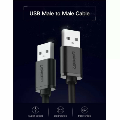 Кабель UGREEN US102 USB 2.0 A Male to A Male Cable 3m (Black) 30136