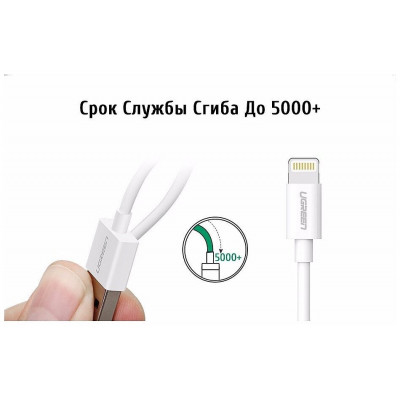 Кабель Ugreen US155 Lightning To USB 2.0 A Male Cable/White 2M, 20730