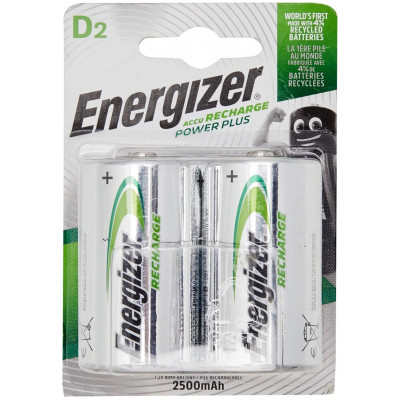 Аккумуляторы Energizer NiMH Power Plus NH 50 2500 mAh (D) 2 штуки в блистере.