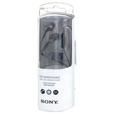 Наушники Sony MDR-EX155AP RU, mini jack 3.5 mm, черный