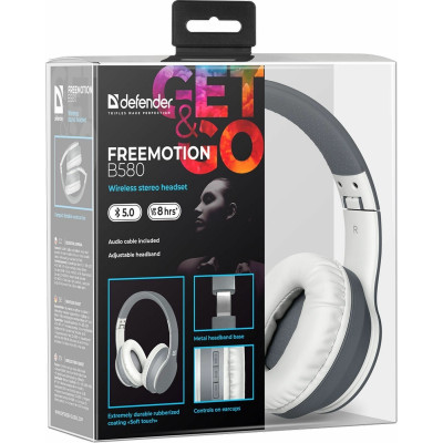 Беспроводные наушники Defender FreeMotion B580, mini jack 3.5 mm, черный