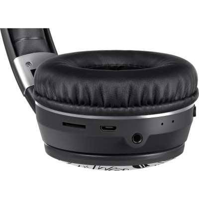 Наушники беспроводные накладные большие гарнитура Defender FreeMotion 595, Bluetooth 5.0 + microSD + MP3 плеер + AUX кабель, черный + модный принт