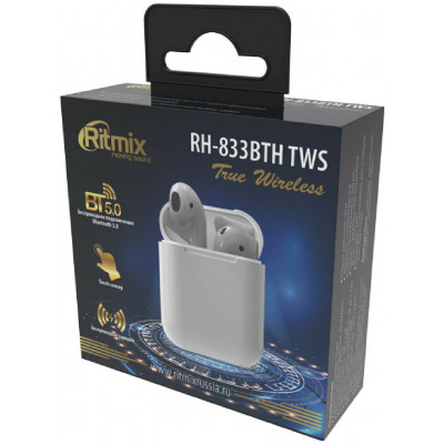 Наушники-вкладыши беспроводные Ritmix RH-833BTH TWS белый