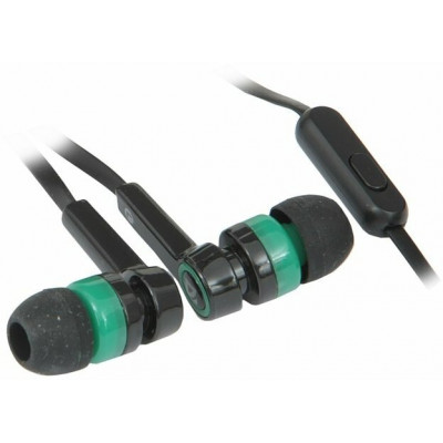 Наушники Defender Pulse-420, mini jack 3.5 mm, черный/зеленый