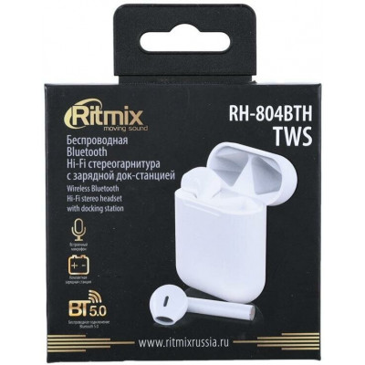 Наушники-вкладыши беспроводные Ritmix RH-804BTH TWS белый