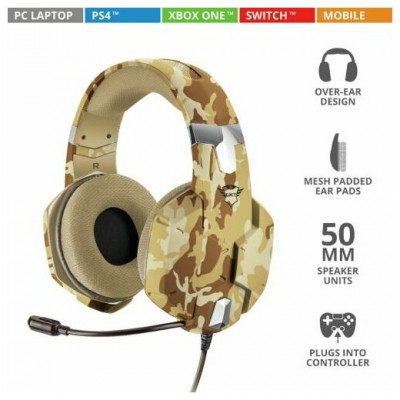 Наушники гарнитура игровая Trust GXT 322D CARUS HEADSET desert camo