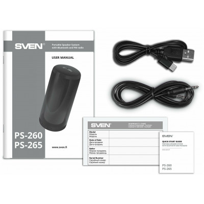 Колонка SVEN PS-265, white (10W, TWS, Bluetooth, FM, USB, microSD, 2000mA*h)