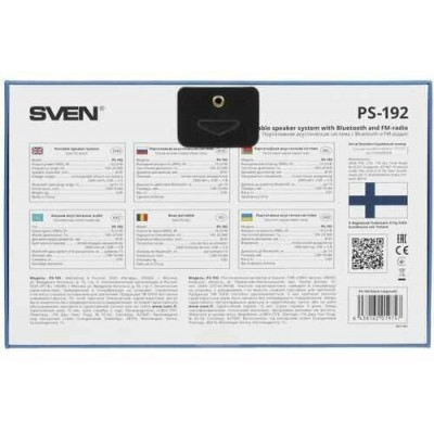 Колонка SVEN PS-192, black (16W, Bluetooth, FM, USB, microSD, 2400mA*h)