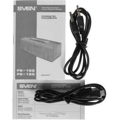 Колонка SVEN PS-192, black (16W, Bluetooth, FM, USB, microSD, 2400mA*h)