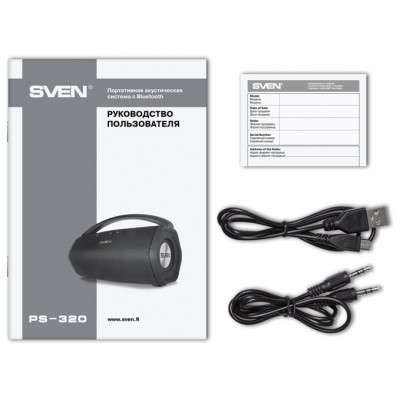 Колонка SVEN PS-320, black (15W, Waterproof (IPx7), Bluetooth, 2000mA*h)