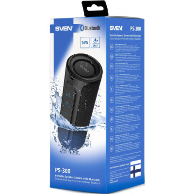 Колонка SVEN PS-300, black (24W, Waterproof (IPx7), TWS, Bluetooth, 2x2000mA*h)