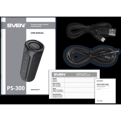 Колонка SVEN PS-300, black (24W, Waterproof (IPx7), TWS, Bluetooth, 2x2000mA*h)