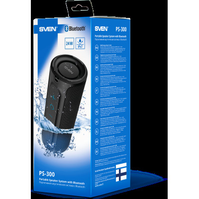 Колонка SVEN PS-300, black (24W, Waterproof (IPx7), TWS, Bluetooth, 2x2000mA*h)