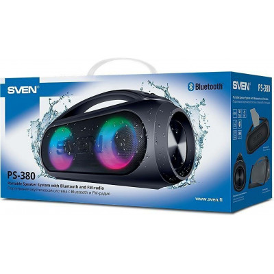 Колонка SVEN PS-380, black (40W, Waterproof (IPx5), TWS, Bluetooth, FM, USB, 3000mA*h)