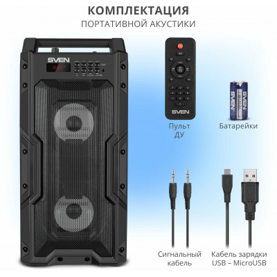 SVEN PS-435, черный, акустическая система 2.0, мощность 2x10 Вт (RMS), TWS, Bluetooth, FM, USB