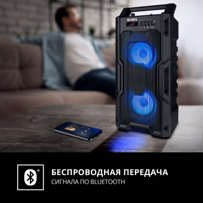 SVEN PS-435, черный, акустическая система 2.0, мощность 2x10 Вт (RMS), TWS, Bluetooth, FM, USB