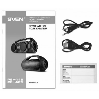SVEN PS-425, черный, акустическая система 2.0,  Bluetooth, FM, USB, microSD,