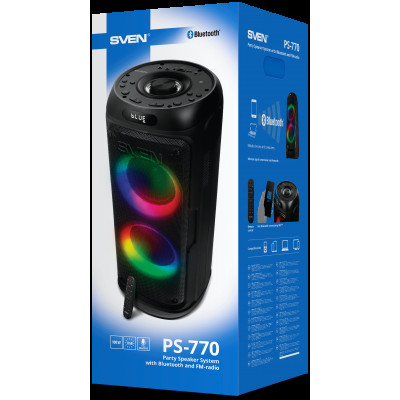 SVEN PS-770, черный, акустическая система (100W, TWS, Bluetooth, FM, USB, microSD, 4400mA*h)