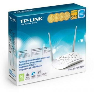 TP-Link TD-W8961NRU (2019) Беспроводной маршрутизатор  со встроенным модемом ADSL2+, скорость до 300