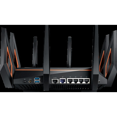 Wi-Fi Роутер ASUS ROG Rapture GT-AX11000, Wi-Fi 6, 802.11ax, AX11000, 1x1Gb WAN, 4x1Gb LAN, 1x2,5Gb, 2xUSB 3.1, AiMesh, Game Boost, Game Radar, Alexa, Ai Protection Pro, Adaptive QoS,