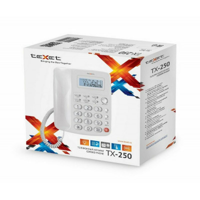 Телефон проводной Texet TX-250 белый