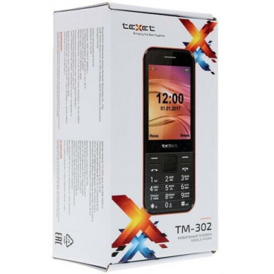 Мобильный телефон Texet TM-302 черный-красный