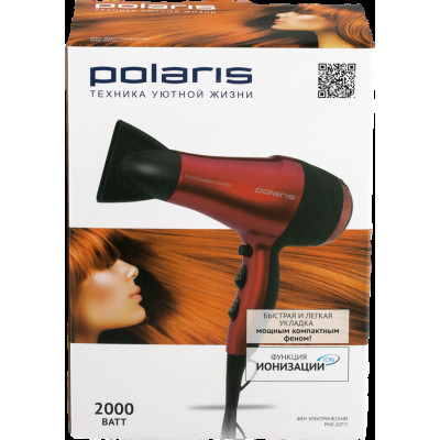 Фен Polaris PHD 2077i (крaсно-черный)