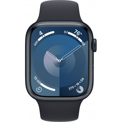 Apple Watch Series 9 GPS 45mm Midnight Aluminium Case with Midnight Sport Band - S/M  (MR993QR/A)