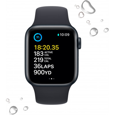 Apple Watch SE GPS, 40mm, Midnight Aluminium Case with, Midnight Sport Band - Regular (MNJT3GK/A)(MNJT3RB/A)