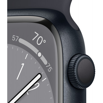 Apple Watch Series 8 GPS, 41mm, Midnight Aluminium Case with, Midnight Sport Band - Regular (MNP53GK/A)