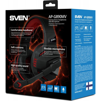 SVEN AP-G890MV Игровые стереонаушники с микрофоном черный-красный