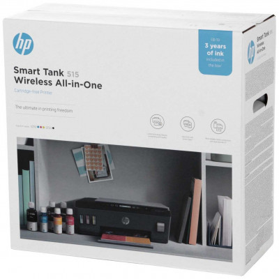 МФУ HP 1TJ09A Smart Tank 515 AiO Printer, A4, печать 1200dpi, копир 600dpi, сканер 1200dpi, USB, Wi-Fi, Bluetooth LE