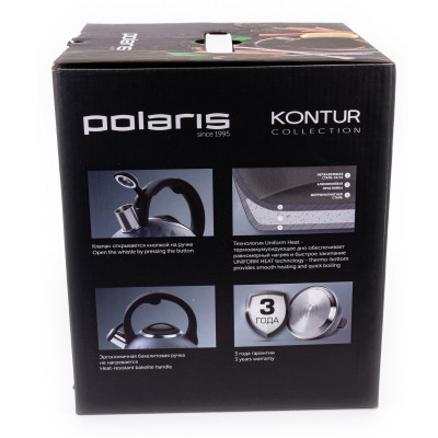 Чайник со свистком Polaris Kontur-3L, серый