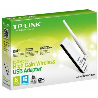 TP-Link TL-WN722N(RU) Беспроводной 150 Мбит/с USB-адаптер повышенной мощности